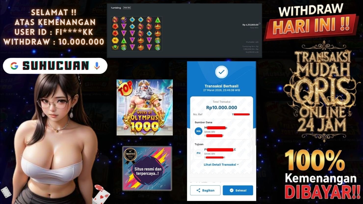 SUHUCUAN JACKPOT SLOT GATES OF OLYMPUS 1000